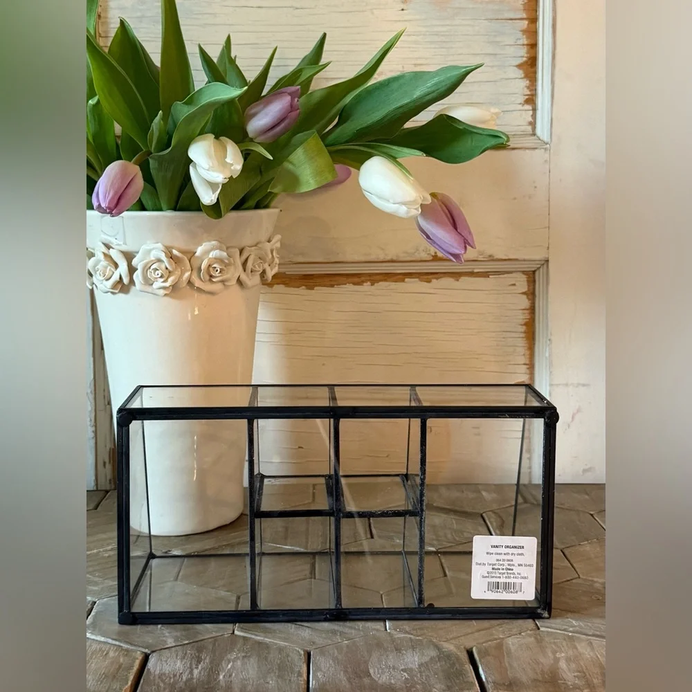 NEW! Threshold Glass & Metal Vanity Organizer